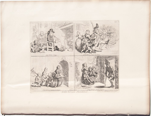 original James Gillray prints John Bull's Progress

John Bull Happy

John Bull going to the wars

John Bull's Property in danger

John Bull's Glorious Return